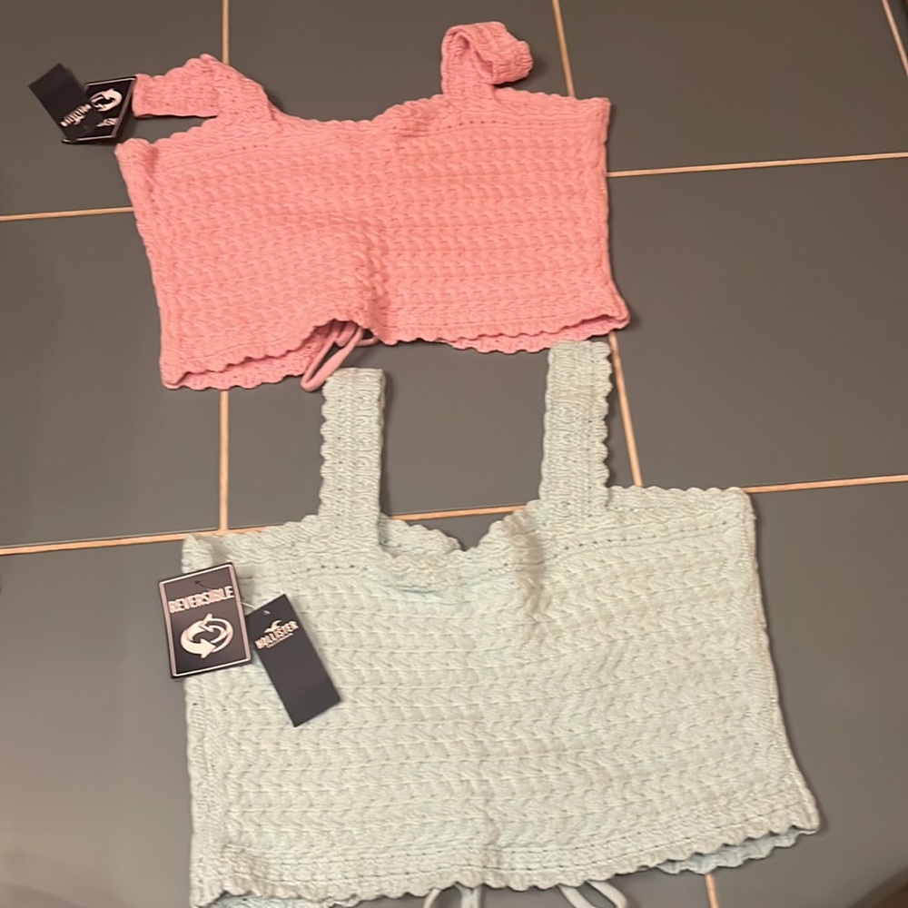 HOLLISTER REVERSIBLE , large , pink & teal - Picture 2 of 2